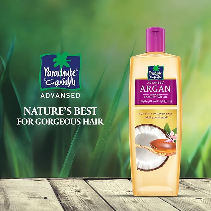 Parachute Advansed Argan Hair Oil with Coconut | Repairs Dry & Damaged Hair| Strengthens Hair & Boosts Shine| Controls Frizz| No Parabens & Silicones| 10.1 fl.oz-BrightBean Baby