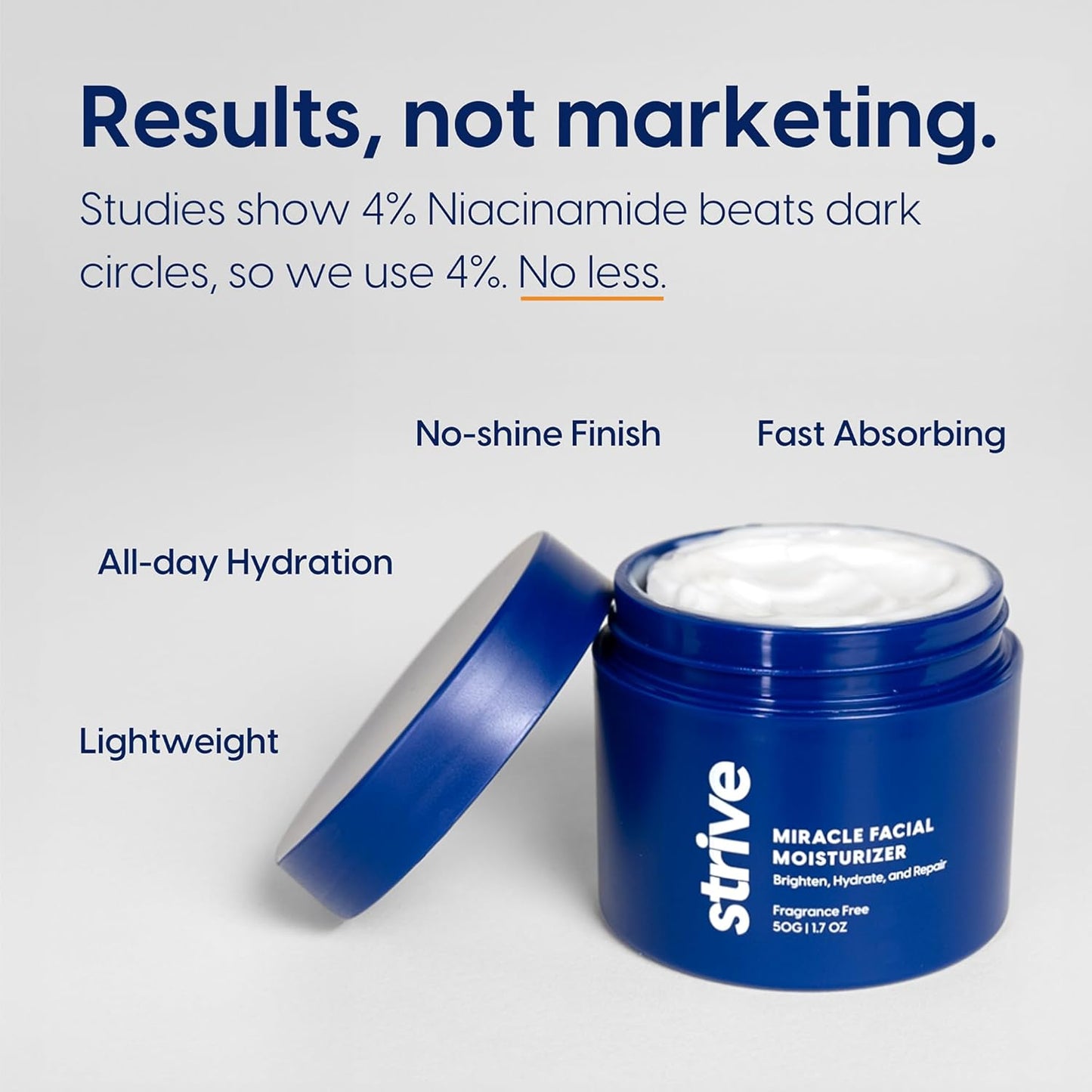 Strive Mens Face Moisturizer, Dark Circle Brightening, Anti Aging Mens Face Lotion with 4% Niacinamide+, Hyaluronic Acid & Ceramides, Hydrating Fragrance Free Skin Care Face Cream - 1.7 fl oz.-BrightBean Baby