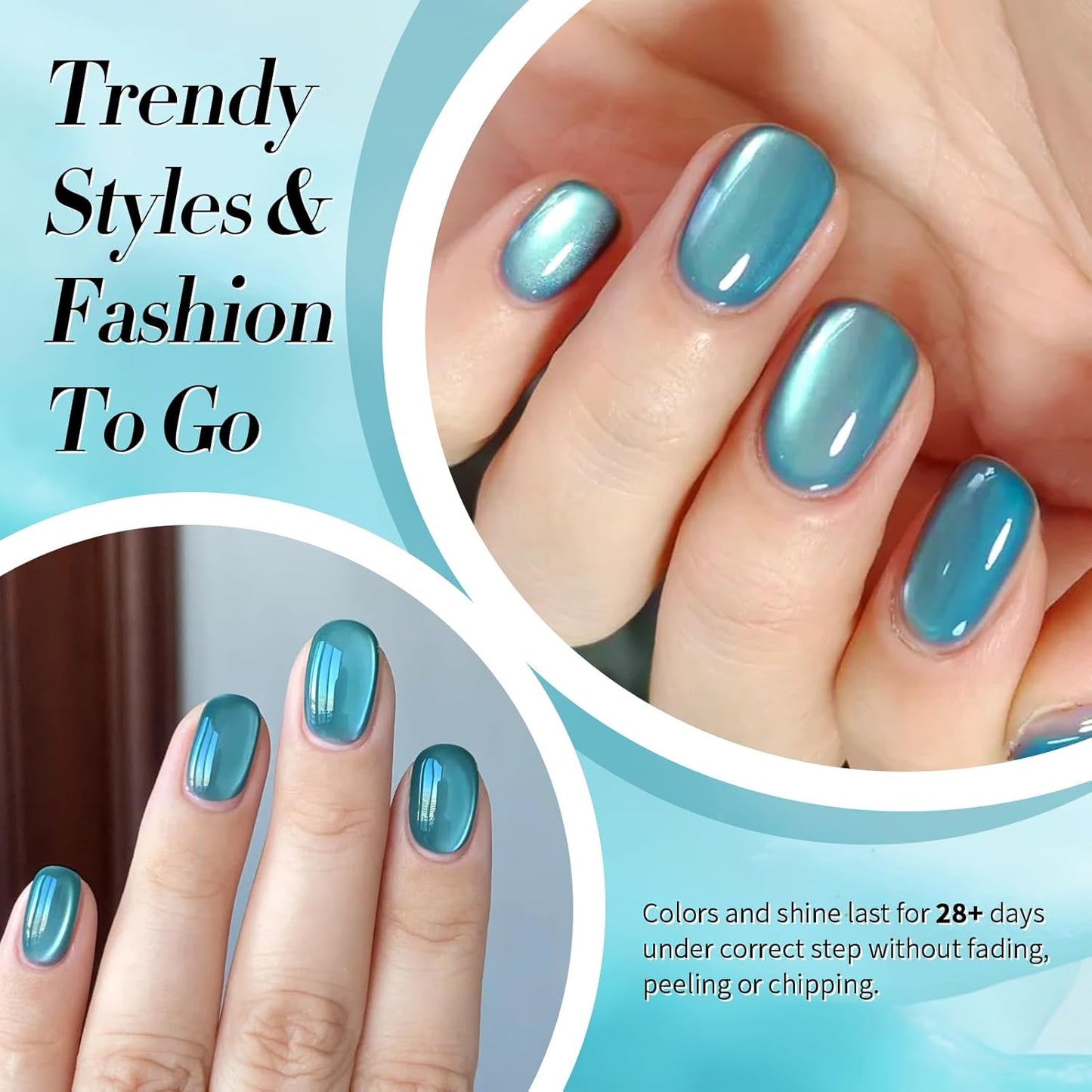 Born Pretty Cat Magnetic Eye Gel Nail Polish,Light Blue Lover Jelly Glass Magnetic Gel Polish,Glitter Soak Off Nail Art Salon Manicure Home Gift 15ml-BrightBean Baby