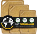 Earth’s Dreams Wood Cutting Board Set 3-Piece: Small, Large & Extra Large - Charcuterie Board, Non-Plastic, Non-Toxic, Heavy-Duty, Dishwasher Safe (Tan/Juice)