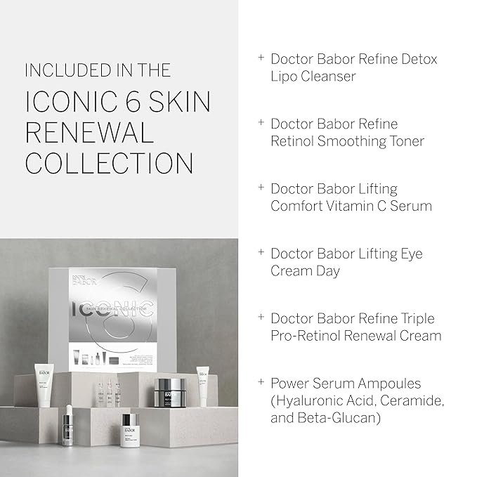 BABOR DOCTOR Iconic Skin Renewal Collection Set, Serums to Hydrate, Repair & Calm, Retinol Smoothing Toner and Renewal Cream, Lifting Vitamin C Serum and Eye Cream, Radiant Results Skincare Set-BrightBean Baby