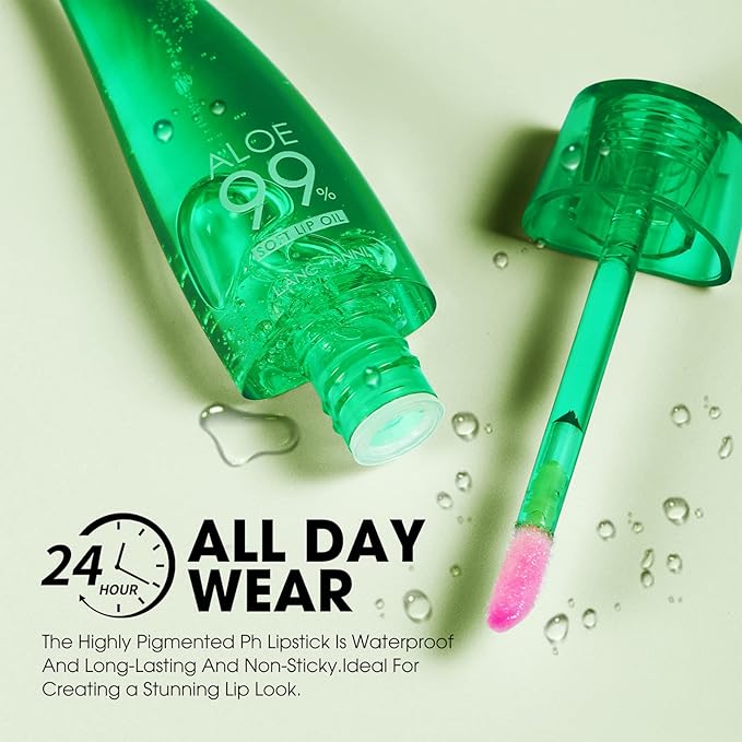 Lip Balm, 3PCS Aloe Vera Long Lasting Nutritious Lip Oil, Color Changing Tinted Lip Balm Set, Natural Plumping Hydrating, Easy Brush Application, Cute Portable Design, Unisex-BrightBean Baby