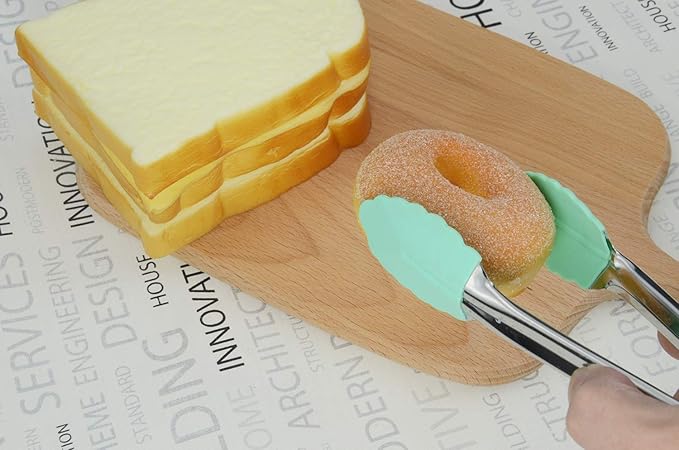 Stainless Steel Food Tongs with Silicone Tips 7-Inch Mini Tongs, Set of 3 (Mint)