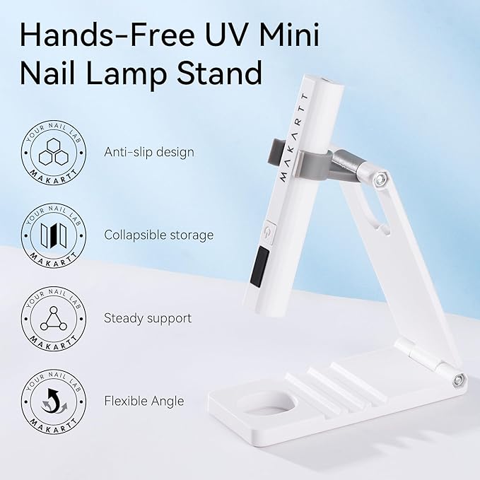 Makartt UV Nail Lamp Stand: Foldable, 360° Adjustable Rotation, Portable, Handsfree, Convenient for Gel Nails Polish Painting Home Salon Manicure-BrightBean Baby