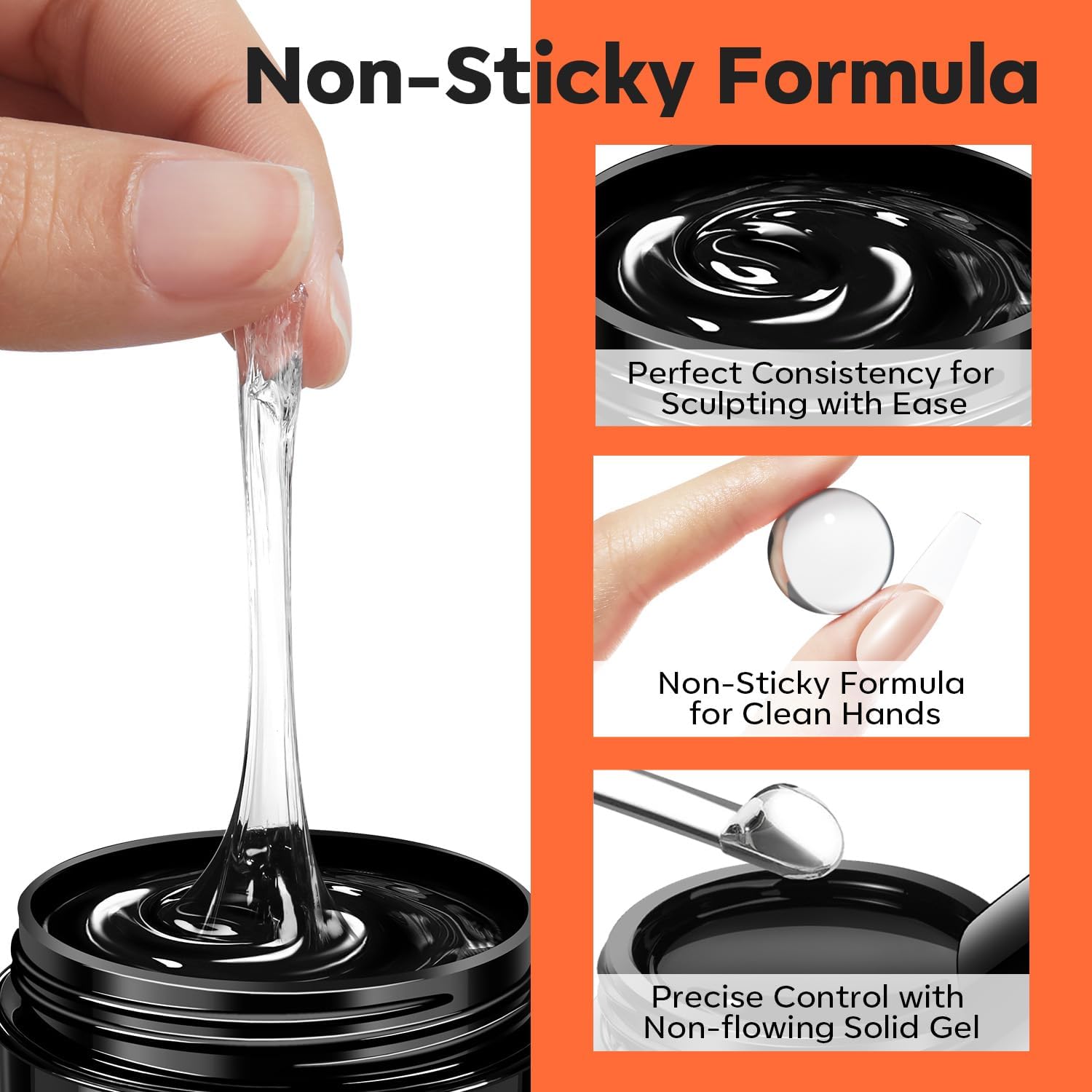 modelones 3D Gel Nail Art Kit, Hard Sculpting Gel for Nail Art Extensions & Molding Non-Sticky for Chrome Powder, Nails Glitter Polish Salon or Home DIY Manicure Cured Needed-BrightBean Baby