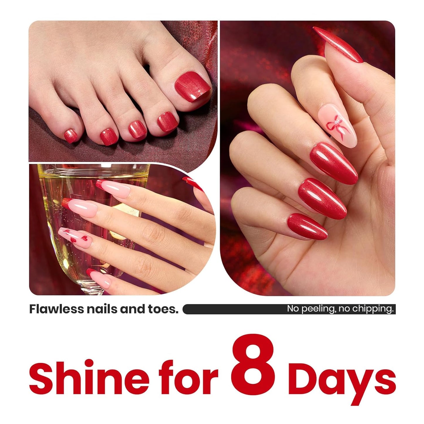 Beetles Red Nail Polish 15ML Quick Dry Glitter Fingernail Polish 4th of July DIY Salon for Women-BrightBean Baby