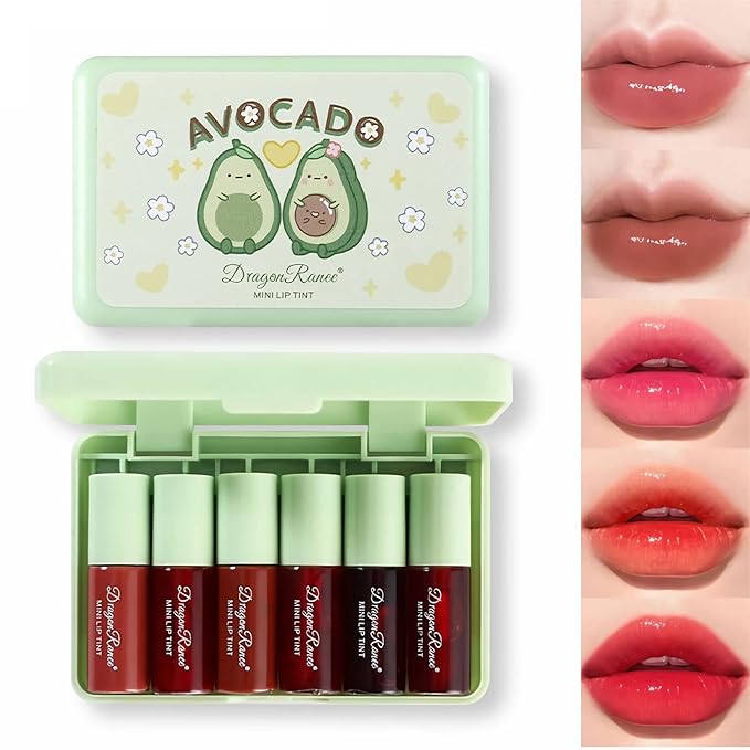 Miniling 6-Color Korean Lip Tint Set - Watery, Velvet Matte Lipsticks for Lips and Cheeks - Long-Lasting, Non-Stick, Shimmery-BrightBean Baby