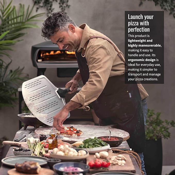 Witt 14"/36CM Perforated Pizza Peel – Ultra Thin Aluminum Peel for Retrieving Pizzas from The Pizza Oven with Ease