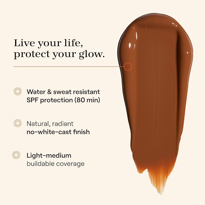 Live Tinted Hueguard Skin Tint SPF 50 - Tinted Mineral Sunscreen with Light-Medium Buildable Coverage With a Hydrating and Radiant Finish - Water and Sweat Resistant, 1.35 fl oz - Shade 03-BrightBean Baby