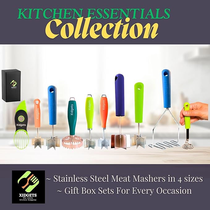 2pc Avocado Tool Set in Box - 3-in-1 Avocado Slicer with Cutter & Pit Remover + Mini Masher - Kitchen Utensil Gift Set for Guacamole Lovers by Xidgets (Zippy Green/Zippy Green)