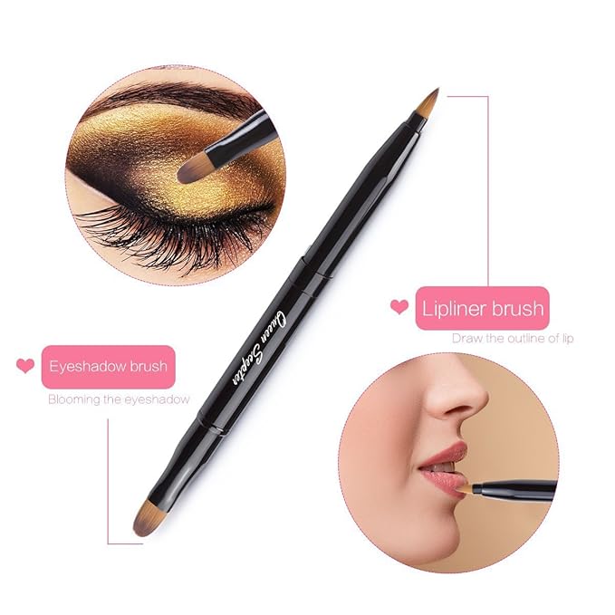 Retractable Lip Brush Concealer Makeup Dual End Travel Size Lipstick Brush With Cap-BrightBean Baby