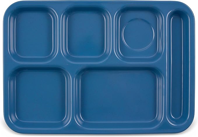 Carlisle FoodService Products Right-Hand Heavyweight 6-Compartment Melamine Tray 10" x 14" - Sandshade (Pack of 12)