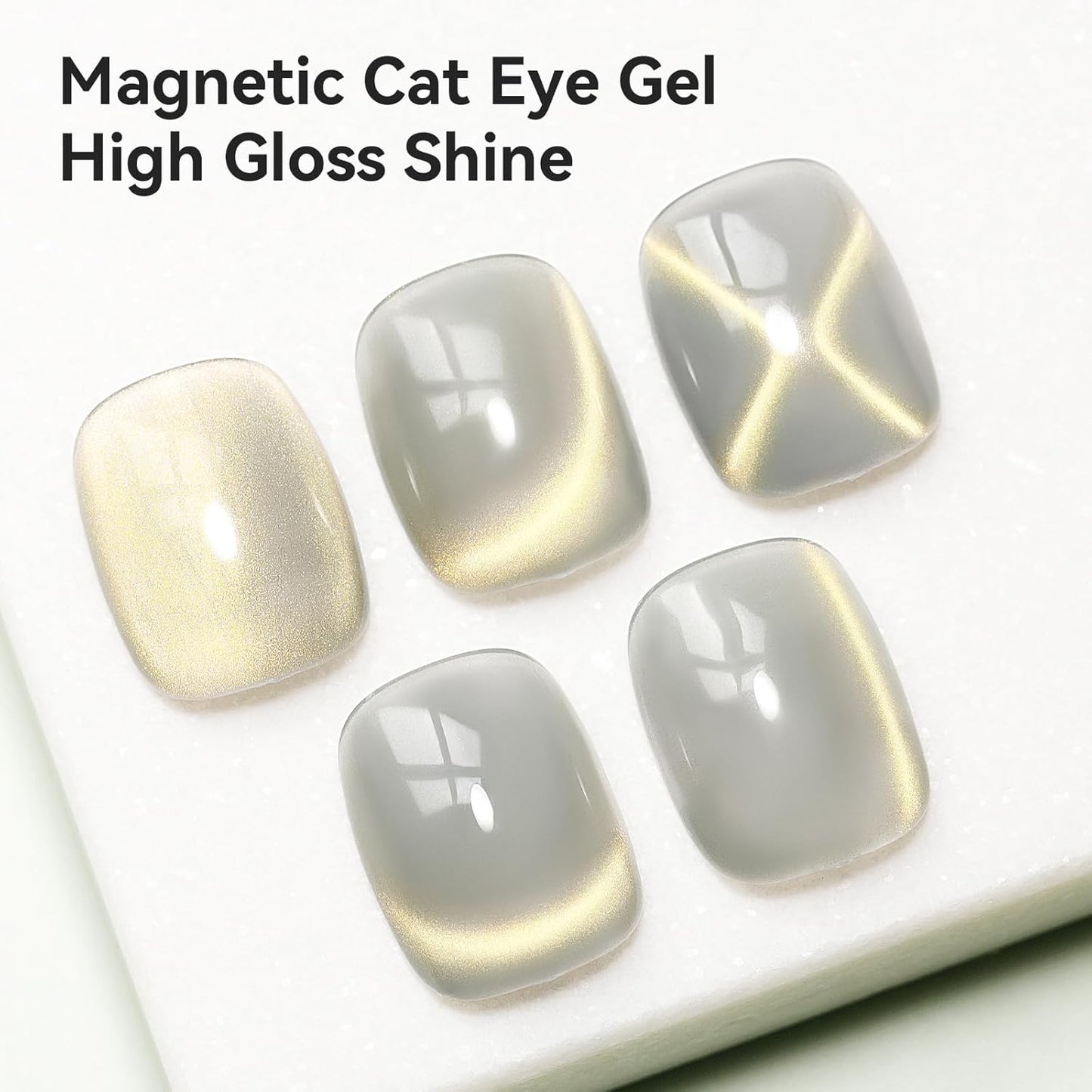 Cat Eye Nail Polish Glass Jelly Magnetic Gel Polish Smoothie Glitter Gloss Shine Holographic Celadon Color Velvet UV Gel Polish For Nail Art Manicure DIY At Home 12ml-BrightBean Baby