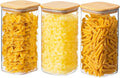 51oz 3PCS Glass Storage Container with Wood Lid for Kitchen Organization, Food Storage Pantry Jar with Airtight Lids for Cereal, Oat, Pasta, Flour, Rice, Sugar, Tea, Coffee, Cookie, Candy