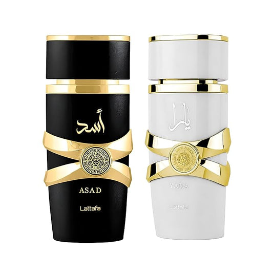 Lattafa for Unisex 2 Piece Eau de Parfum Gift Set (Asad+ Yara Moi) 3.4 Ounce/100 ml each-BrightBean Baby