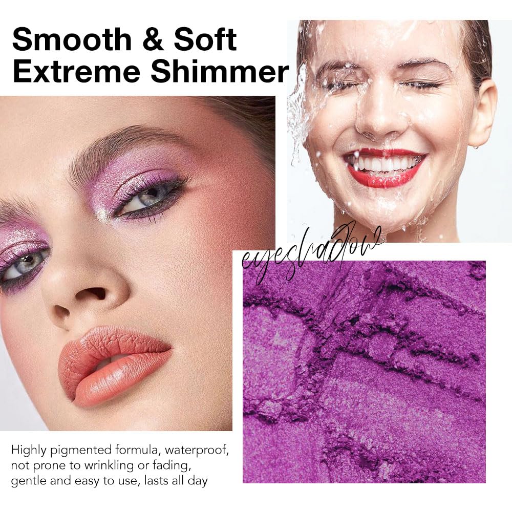 Purple Eyeshadow Palette with Mirror for Eye Makeup,16 Color Blue Green Pink Gold Colorful Matte Glitter Highly Pigmented Korean Natural Rainbow Eye Shadow palette,Blendable-01-BrightBean Baby