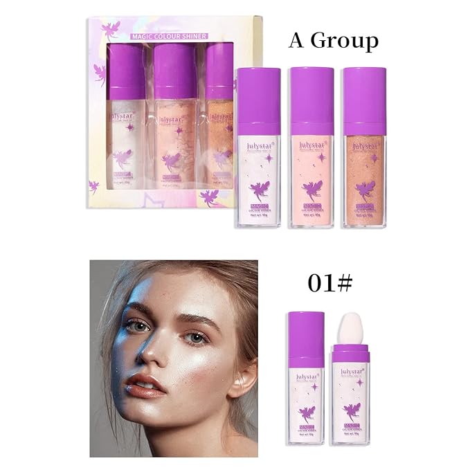 Highlighter Makeup Stick - Patting Powder, Body Glitter Fairy Dust Glitter Fairy Makeup Powder Stick Patting Powder Glitter Contour Blush Powder Face Brightens for Face Body Hair Makeup Kit - 3 Colors-BrightBean Baby