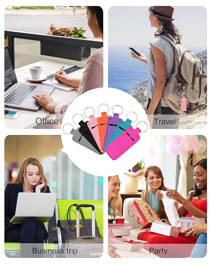 Chapstick Holder Lip Balm Sleeve Pouch Chapstick Holder With Clip Lipstick Lip Gloss Holder Stocking Stuffers Gift for Women (7pcs)-BrightBean Baby