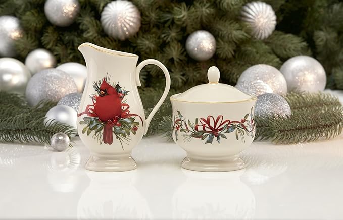 Lenox 847266 Winter Greetings Sugar & Creamer Set, Christmas & Holiday Hosting