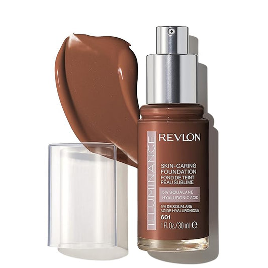 Revlon Illuminance Skin-Caring Liquid Foundation, Hyaluronic Acid, Hydrating and Nourishing Formula with Medium Coverage, 601 Soft Nutmeg (Pack of 1)-BrightBean Baby
