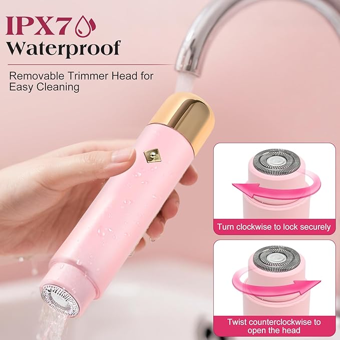 Electric Shaver & Bikini Trimmer for Women – 2-in-1 Design, Waterproof, Type-C Charging, Gentle on Sensitive Skin, Ideal for Travel and Daily Use, Pink-BrightBean Baby