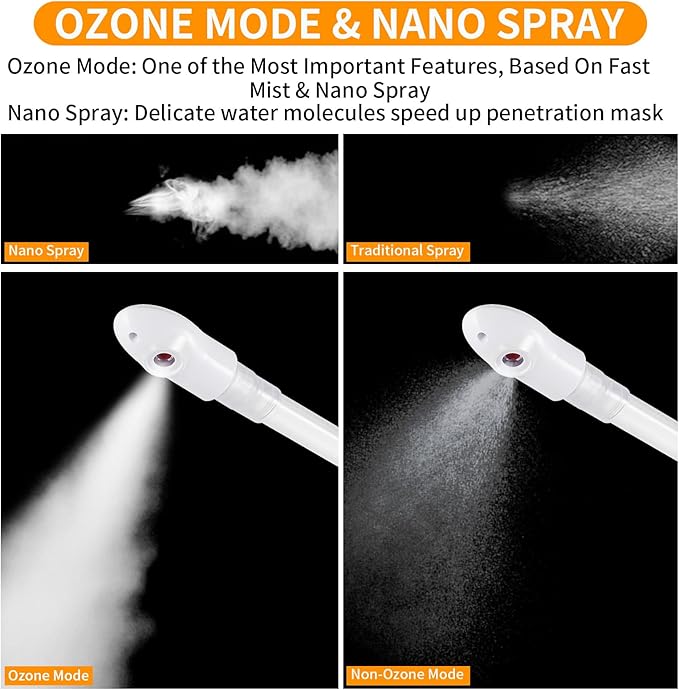 Ozone Facial Steamer, Portable Nano Ionic Face Steamer with LCD Screen, Extendable 360° Rotating Arm, Rotatable Nozzle, Hot Mist Function for Personal Care at Home or Salon-BrightBean Baby