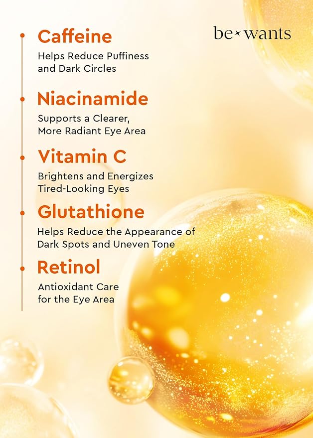 Bewants Hydrogel Eye Patches with Deep Toning Glutathione, 60 Patches, Under Eye Masks for Brightening and Radiance, Caffeine & Niacinamide patches, Korean Skincare-BrightBean Baby