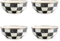 MACKENZIE-CHILDS Enamel Everyday Bowl, Serving Bowl for Entertaining, Extra-Small, Black-and-White Courtly Check, Set of 4