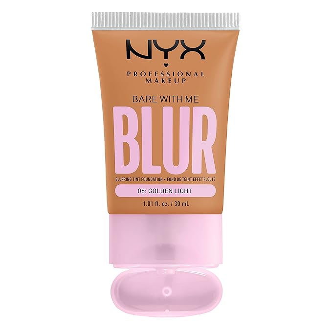NYX PROFESSIONAL MAKEUP Bare With Me Blur Skin Tint Foundation Make Up with Matcha, Glycerin & Niacinamide - Golden Light-BrightBean Baby