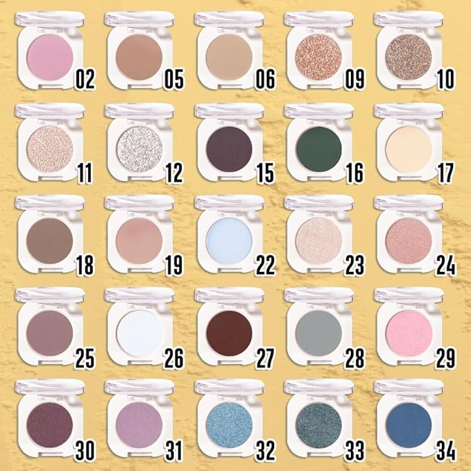 Nude Brown Single Glitter Eyeshadow Makeup, Neutral Powde Eye Shadow for Women, Nude Shimmer Singles Eyeshadow Palette Pigmented Waterproof, sombras para ojos, Girls Monochrome Eyeshadows Gift-BrightBean Baby