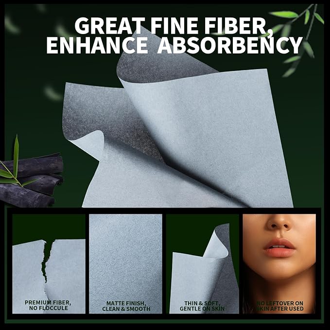 1200PCS Blotting Paper for Oily Skin, Natural Bamboo Charcoal Blotting Paper, 100 * 70MM Large Oil Blotting Sheets for Face, Makeup-BrightBean Baby