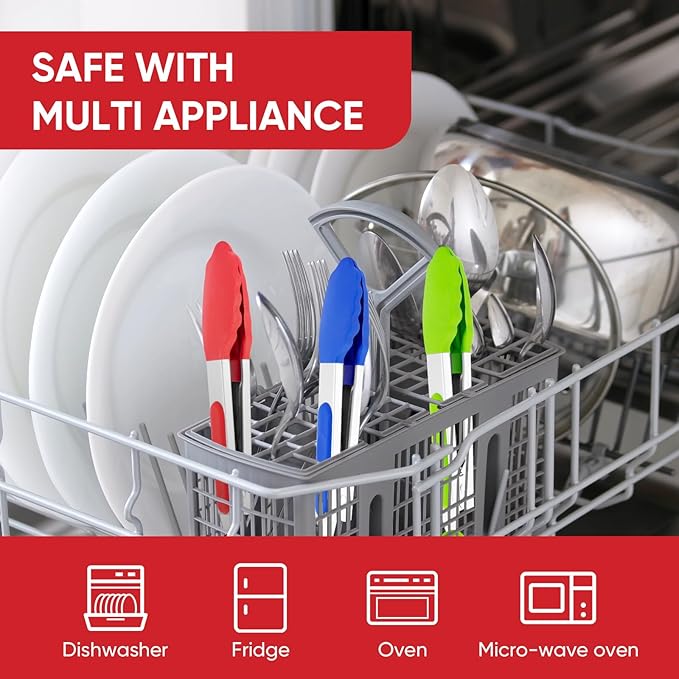 Small Silicone Tongs for Cooking,3 PCS 7-Inch Mini Serving Tong-600°F Heat Resistant Non Stick Stainless Steel Tong s with Silicone Tips Food Tong Cooking Tongs for Salad,Buffet Serving