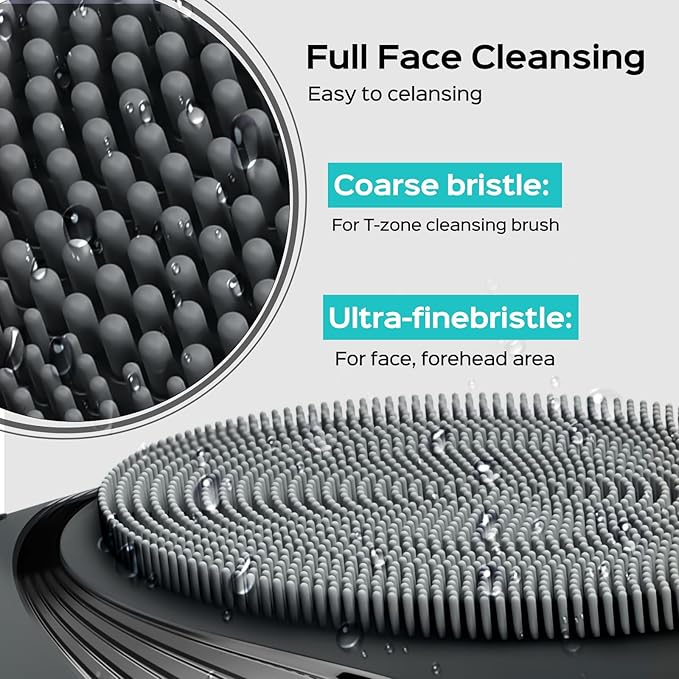 COSLUS Facial Cleansing Brush Face Scrubber : Portable Silicone Waterproof Rechargeable Face Wash Brush, 5 Cleansing Modes, Electric Deep Cleaning for Men & Women, Removing Blackhead, Exfoliating-BrightBean Baby
