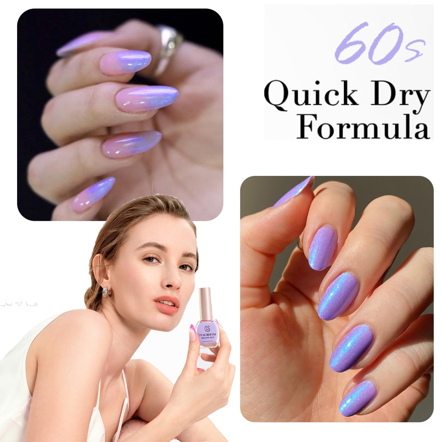 AZUREBEAUTY Blue Purple Violet Galaxy Quick Dry Complete Natural Super Lustrous Nail Enamel Polish,Professional for DIY Manicure and Pedicure at Home-BrightBean Baby
