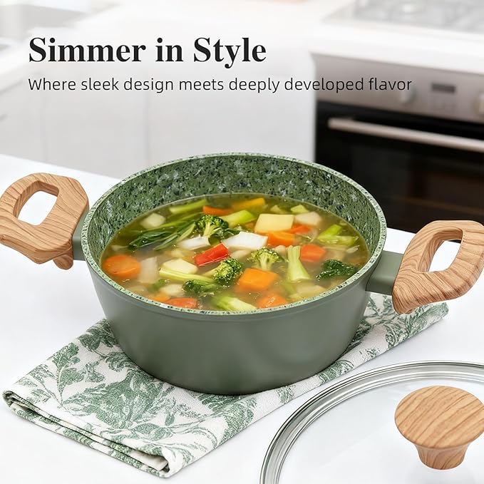 Jovire 3-Piece Nonstick Cookware Set with Lids - Green