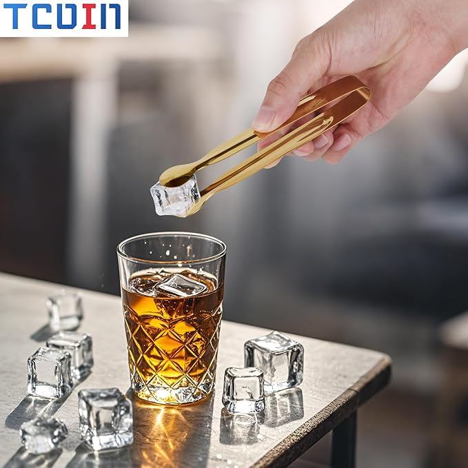 Small Serving Tongs,Ice Tongs,Sugar Tongs,Kitchen Tiny Tongs for Appetizers,Golden,12 PCS(6.3 Inch)