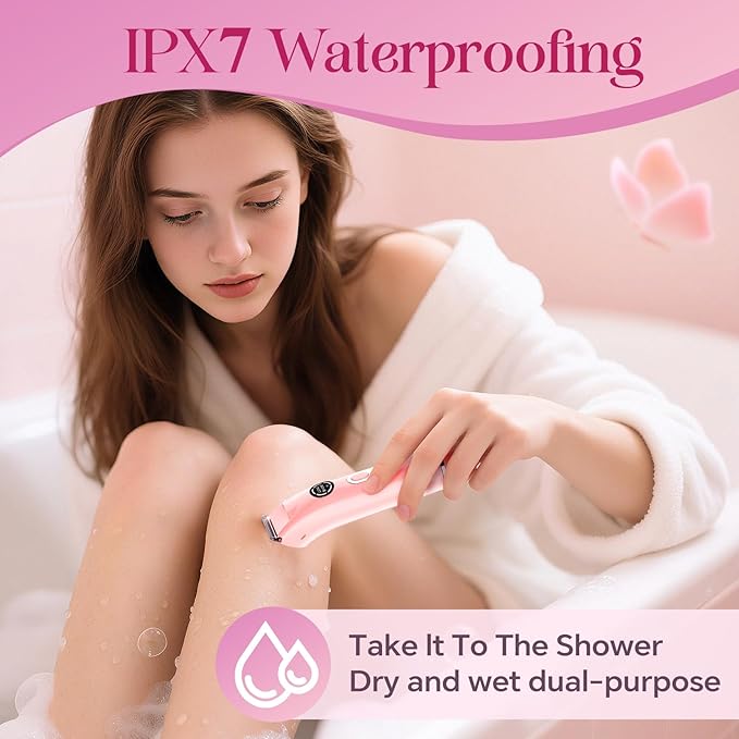 Bikini Trimmer for Women|Hair Removal Shaver - Painless Electric Razor, Cordless Body Shaver for Travel, Replaceable Lady Facial Razor|Trim Nasal/Eyebrows, IPX7 Waterproof&Easy Cleaning, Ceramic Blade-BrightBean Baby