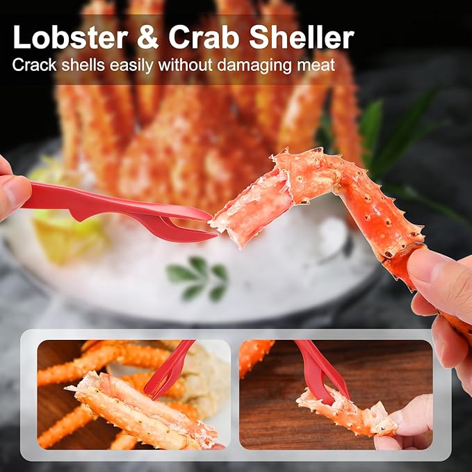 20 Pcs Crab Crackers and Tools, Crab Crackers, Lobster Sheller, Fork, Scissors & Storage Bag, Crab & Lobster Eating Utensils for Seafood Lovers