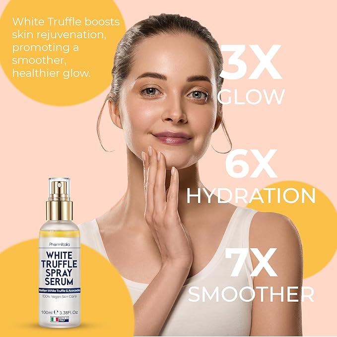 Italian White Truffle Spray Serum - Vegan Skin Care - Face Mist Hydrating Spray with Avocado & White Truffles - Face Serum for Radiant Skin - 3.38 Fl Oz-BrightBean Baby