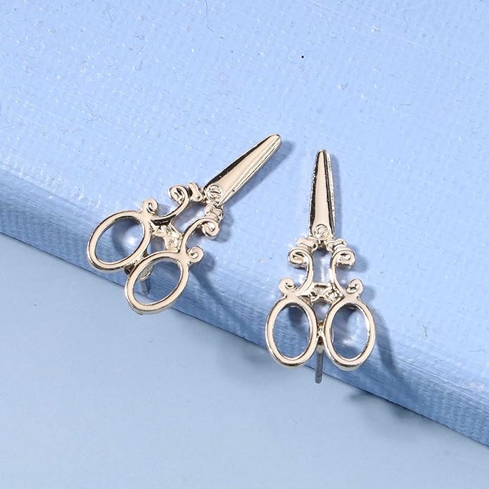 Punk Scissors Stud Earrings Gold Barber Earrings Minimalist Petite Earrings Personalized Earrings for Women and Girls Hair Stylist Gifts-BrightBean Baby