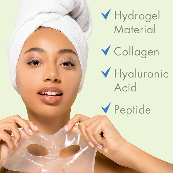 Ebanel 5 Pack Hydrogel Collagen Face Mask with Hyaluronic Acid, Vitamin C, Peptide, Aloe, Instant Brightening Hydrating Face Masks Skincare Korean Sheet Mask, Skin Firming, Lifting Anti Aging Masks-BrightBean Baby