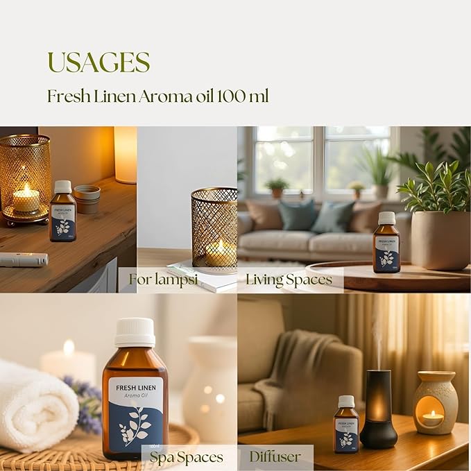 Roots & Above Fresh Linen Aroma Oil 3.38 oz/100ml Perfect for Diffusers, Soap Making, Candles, Lotion, Home Scents, Perfume & Fragrance Oils-BrightBean Baby