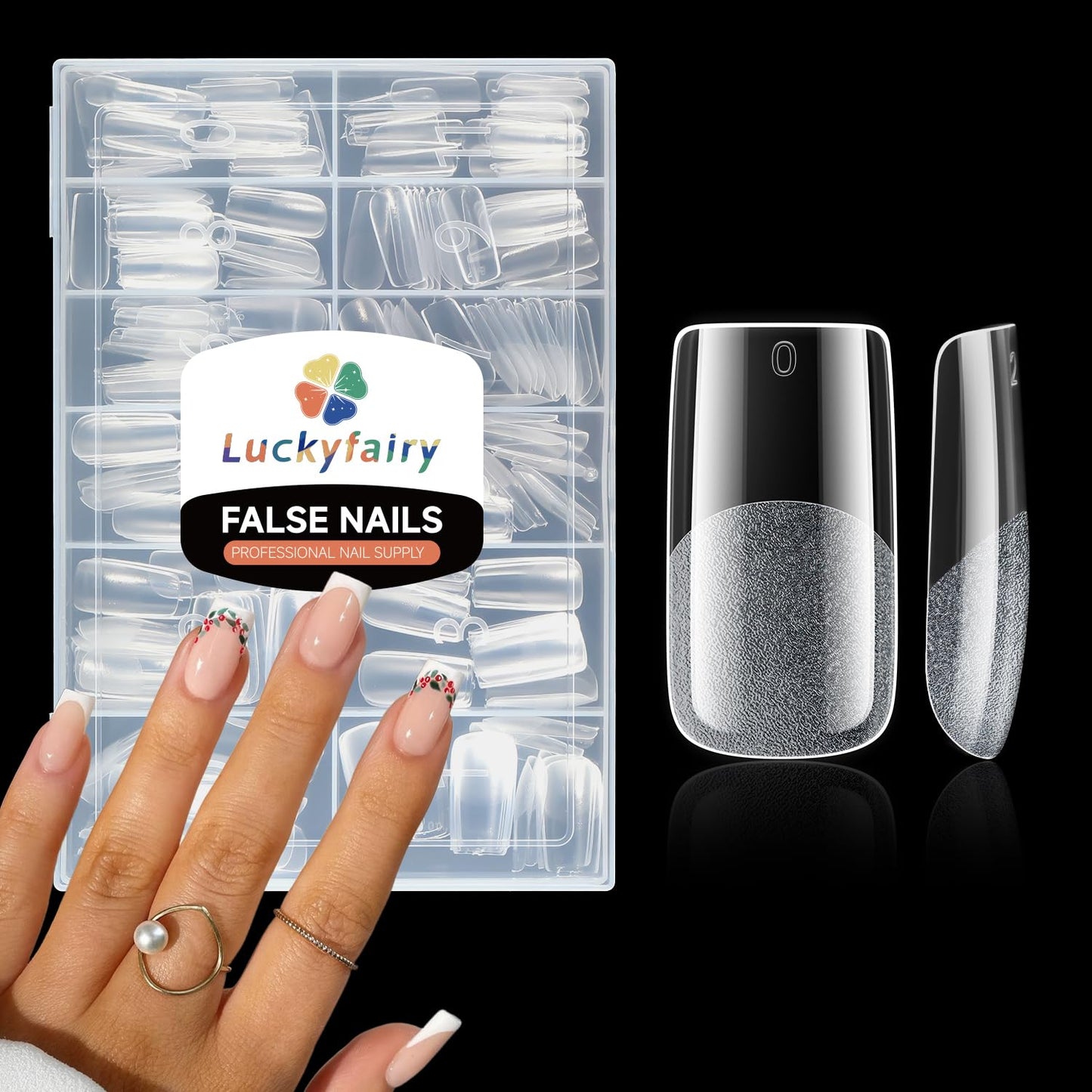 Medium Square Nail Tips, 240pcs Soft Gel Pre-Shaped Acrylic Fake Nails, Half Matte Full Cover Clear Gelly Press on Flase Nail Tips for Extension Nail Manicure Home DIY 12 Sizes Gelly Tips-BrightBean Baby