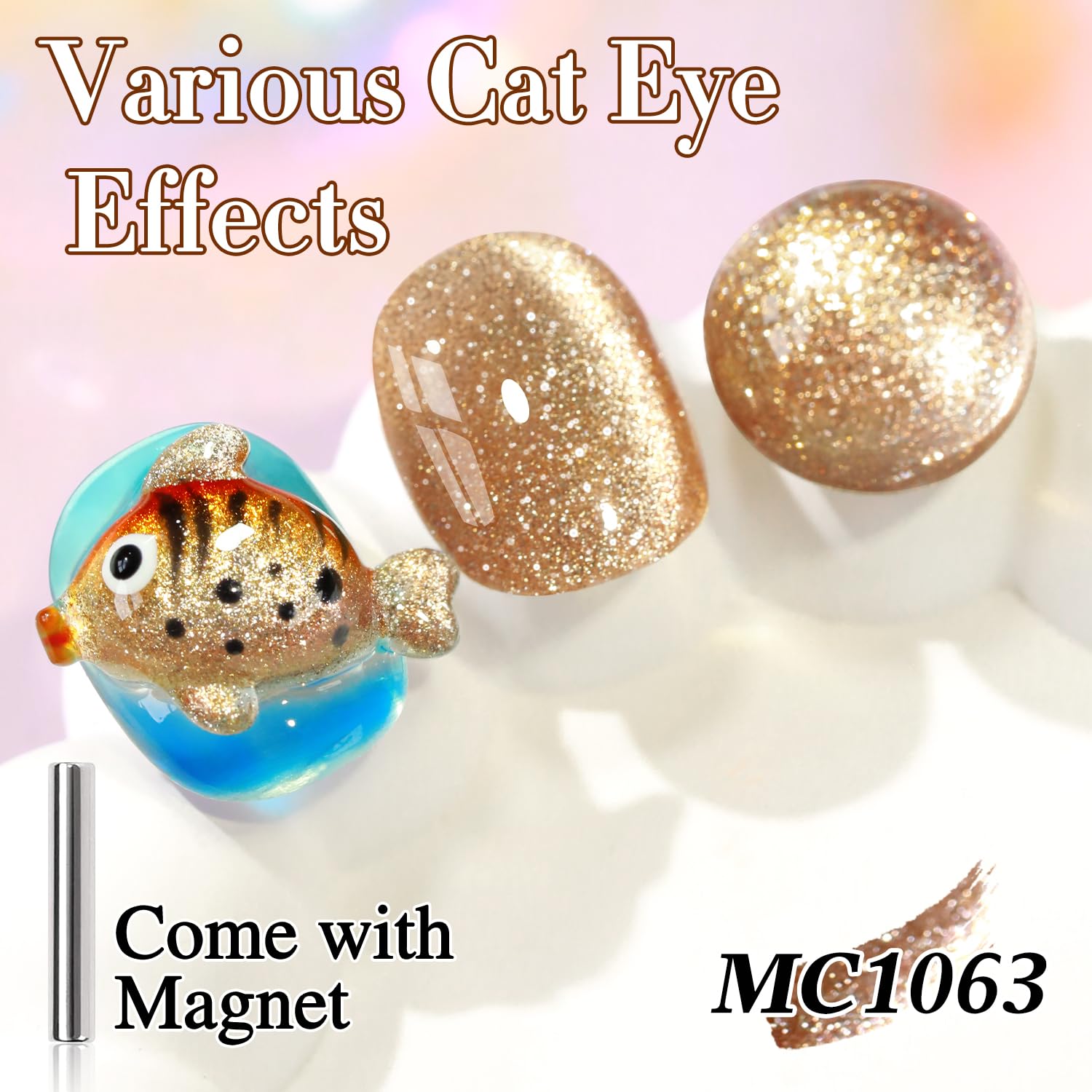 Double Rhythm 15ML Glitter Glass Cat Eye Gel Polish with Magnet Holographic Glitter Shimmer Translucent Sheer Color Salon Soak Off Magnetic Gel Polish at Home (Coffee Brown-MC1063)-BrightBean Baby