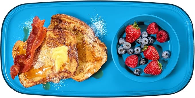 madesmart Dipware Small Reusable Serving Tray for Appetizers and Snacks, Food-Safe Small Appetizer Serving Platter with Removable Dip Bowl, Ocean (Pack of 6)