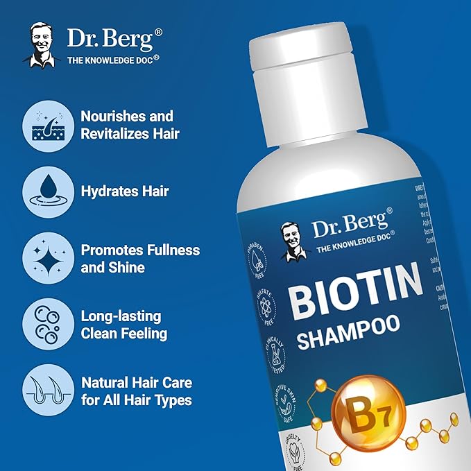 Dr. Berg Biotin Shampoo for Men & Women (Improved High-Performance Formula) - Independently Tested & Certified Paraben- Sulfate- & Silicone-Free - Infused w/Biotin, Argan Oil & Botanicals - 8 Fl oz-BrightBean Baby