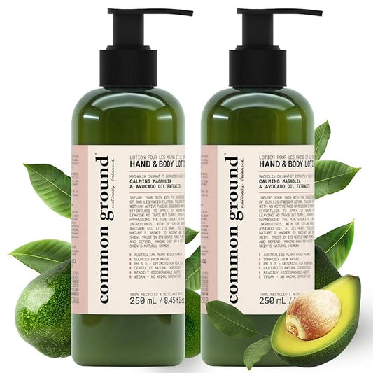 COMMON GROUND Natural Lotion Moisturizer - Paraben & Cruelty Free - Non Greasy, Vegan, Plant-Based, Avocado Oil - All, Men, Women, Eczema, Sensitive Skin (2 x 8.4 fl oz)-BrightBean Baby