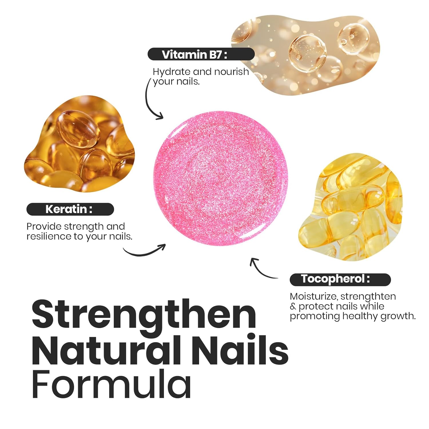 Beetles Glitter Nail Polish Set, 6 Colors Pink Nail Polish Kit Shimmer Gold Nude Jelly Pink Reverie Quick Dry Fingernail Polish Gifts for Women Salon DIY Manicure Kit-BrightBean Baby