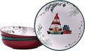 Bico Christmas Gnomes Pasta Bowls, 35oz Salad Bowl Set of 4, Large Ceramic Serving Dinner Bowls for Soup and Cereal, Microwave and Dishwasher Safe, Gift for Housewarming and Thanksgiving