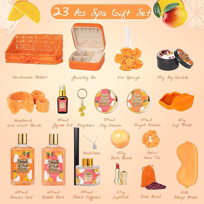 Mothers Day Gifts for Mom - 23-Piece Bath & Body Gift Basket Set for Women, Bath Gift Set, Spa Gift Basket Set with Bath Bomb & More | Christmas Valentine's Birthday Gifts, All Occasion Present-BrightBean Baby